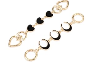 TELOOCO 2Pcs Bag Extender Chain Heart Moon Purse Bag Strap Extender Cute Handbag Chain Replacement Bag Chain Strap Bag Making Supplies for Women Handbag Crossbody Shoulder Bag (Black)