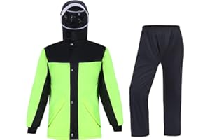 7VSTOHS Hommes Combinaison de Pluie Unisexe Imperméable Moto Vélo Vestes à Capuche Coupe-vent Vêtements de Pluie