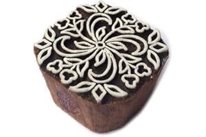 ROYAL KRAFT Hermosa Cuadrado Floral Forma Madera Bloque para Imprenta - Bricolaje Alheña Tela Textil Papel Arcilla cerámica Bloque Impresión Sello