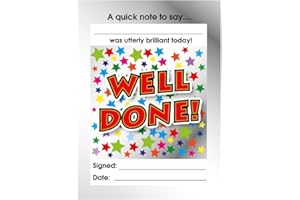 SuperStickers Reward Praise Note Pad for Teachers - 'Utterly Brilliant - Well Done'. 60 sheets