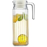 AGARO Elegant Glass Jug with Lid, 1.1L, Multipurpose Jug, Easy Pour Spout & Strong Handle, Transparent Beverage Carafe for Ho