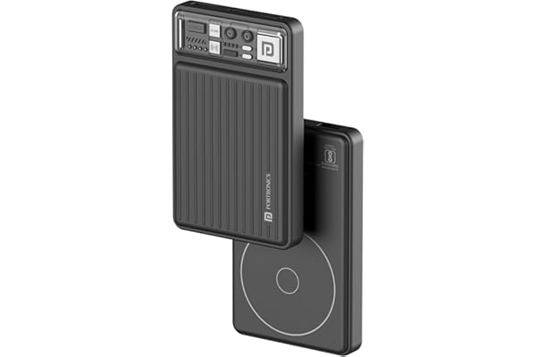Portronics Luxcell Wireless Mini 10k 10000mAh 15W Magnetic Wireless Fast Charging Nano Power Bank with 22.5 Wired Output Compatible with iPhone 12 & Above & Other QI Enabled Devices(Black)