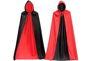 ZZQVIP Peleryna Wampira dla Kobiet i Mężczyzn - Dwustronna Peleryna na Halloween dla Dorosłych - Kostium na Halloween, Kostium Wampira, Kostium Horror, Tematyczna Impreza Halloween (150 cm)