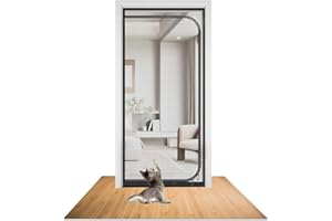 RACKBONE SHRRL Puerta reforzada para gatos de 100 cm x 220 cm, resistente a prueba de mascotas, con cremallera, evita que los perros y gatos se queden fuera de casa, color negro