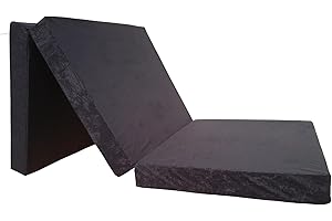 Natalia Spzoo materac składany 195 x 65 x 8 cm na podłogę dostawka dla gości piankowy do auta ze zdejmowanym pokrowcem (Czarny 0001)