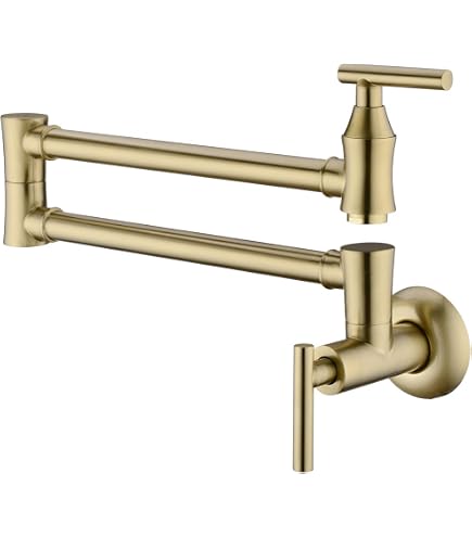 SOKNARKU Faltbarer Wandwasserhahn Aus Messing – Doppelschalter, Für Küchenspüle, Titan-Gold (nur Kaltwasser)