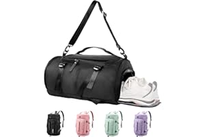 KYYLZ Sporttasche für Damen und Herren Reisetasche mit Schuhfach und Nassfach,33L Weekender Tasche Trainingstasche Schwimmtasche Fitnesstasche Handgepäck Tasche Rucksack für Sport Yoga Urlaub Schwarz
