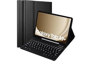 KTOITION Case with Keyboard For Samsung Galaxy Tab A9+ 11 inch 2023, UK Layout Keyboard For Samsung A9 Plus Tablet, Slim PU Cover with Wireless keyboard for Tablet samsung A9+ Plus (Black)