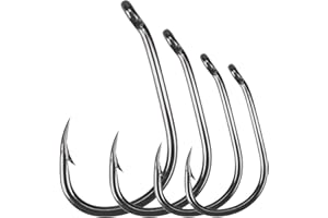 Luroad 50 ganci per carpa con ardiglione, ganci rivestiti in teflon, per carpe, ganci larghi e curvi, dimensioni 2 4 6 8 10, ganci per boilie per carpe, pesca a sedile, gancio singolo