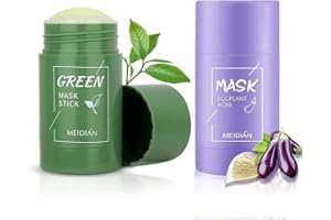 FLOEPX 2PCS Grüner Tee Purifying Clay Stick Mask,Auberginen Acne Cleansing Solid Mask,Deep Cleansing Anti-Akne-Maske,Fine Solid Mask Green Tea,Deep Clean Pore,Moisturizing Nourishing Skin,Akne-Clearing