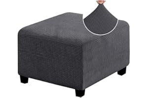AQIGR Stretch Hockerbezug Quadratisch 40x40/50x50/60x60 Hocker Fußstütze Schonbezug Ottoman Cover Ottomane Hocker Protector Hockerabdeckung Mit Elastischem Boden (Color : #2, Size : L)