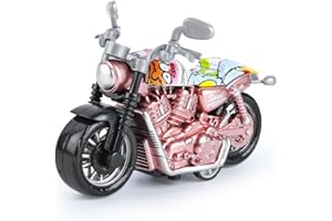 ZGCXRTO Legierung Motorrad Spielzeug, Hoch Simulation Motorrad Modell, Pull-Back Fahrzeug Spielzeug, für Kinder Spielzeug Bildung Spielzeug Geschenk (Rosa)