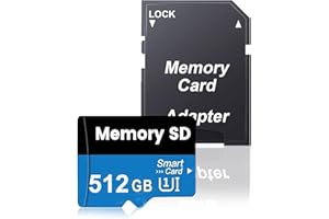 WRYNOSE Scheda di Memoria 512GB con Adattatore, Schede SD Grande Capacità a Impermeabile Scheda TF UHD Ad Alta Velocità SD Card Mini Class 10 Memory Card per Smartphone/Fotocamera/Dash Cam/Drone