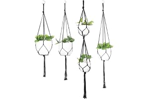 Helweet Hängande Växtkruka, Makramé Hängande Korg, Korg Växthållare, 4 Stycken Förvaringsställ för Blomkrukor, Växthållare Hä