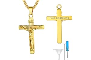 Supcare Colgante Cruz para Cenizas Acero Inoxidable Personalizable Collar Cruz de Urna para Cenizas con Cadena 55cm+5cm Collar Colgante Cruz de Urna Cenizas con Accesorios, Plateado/Dorado/Negro