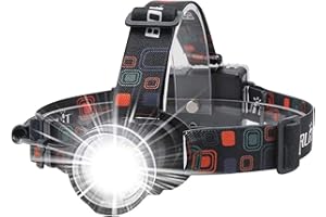 BORUiT 1000 Lumens LED Head Torch with White Light,3 Modes 1000 Lumens Adjustable Headlamp,IPX4 Waterproof LED Headlight for Running, Camping, Hiking & More