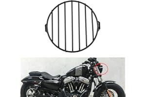 TUINCYN Motorrad-Scheinwerfer-Gitter 17,8 cm, Schwarz, Retro-Motorrad, Seitenmontage, Kopflampe, Schutzmaske, Mesk 175 mm Motorräder, Cruiser, Chopper, Bobber, Old School, Cafe Racer (1 Stück)