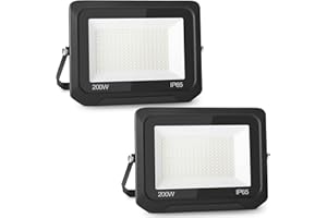 Royana 2pcs 200W 20000LM Projecteur LED Extérieur 3000K Blanc Chaud Spot LED Extérieur IP65 Etanche Projecteur LED pour Terrasse Jardin Parc Garage Cour Entrée