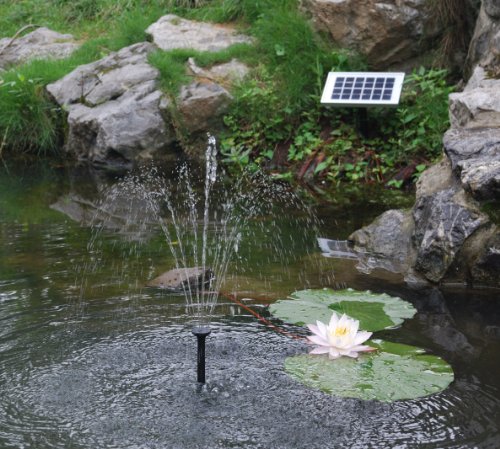 Solar Springbrunnen Teichpumpe, 2W Solarbrunnen Pumpe für Teich, Garten, Außen Wasserfall – Höhe: 0,70 m von PK Green - 4