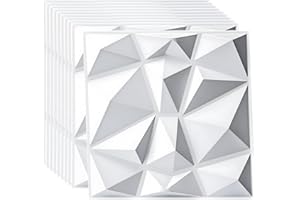 JOLOV 3D Pannelli da Parete 50 x 50 cm, 12 Pezzi PVC Pannelli Decorativi 3D per Parete, Riciclabile, Impermeabile, Termoresistente per Interno, ufficio, sala giochi