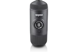 WACACO Nanopresso przenośny ekspres do espresso, ulepszona wersja minipresso, ciśnienie 18 barów, mały podróżny ekspres do kawy, obsługiwany ręcznie, kompatybilny z mieloną kawą, Szary