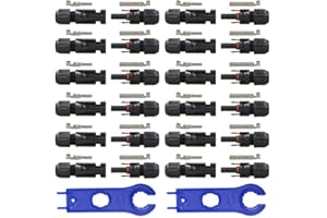 GTIWUNG 12 Pairs Solar Panel Connector, Male/Female Solar Panel Cable Connectors, 2Pcs Solar Panel Tool Spanner, Solar Wrench, Double Seal Rings Waterproof PV Connector, Solar Photovoltaic Connector