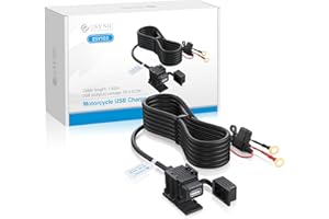 eSynic USB Ladegerät Motorrad Auto Ladegerät Wasserdicht 2.1A 12V/24V USB Stromversorgung Port Motorcycle Mobile Charger fit LGENV and Motorola Razr Telefon Tablet GPS Ladegerät