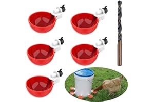 Kityemo (5 Pack) Automatic Chicken Waterer Cups, Chicken Water Feeder Suitable for Chicks, Duck, Goose, Turkey and Bunny, Chicken Water Cup Waterer Kit for Poultry (Red)