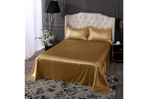 THXSILK Seide Betttuch/Bettlaken/Haustuch, 100% Reine 22 Momme Maulbeerseide Bettwäsche, Nahtlos Gold Seiden Bettlaken, 290x275 cm