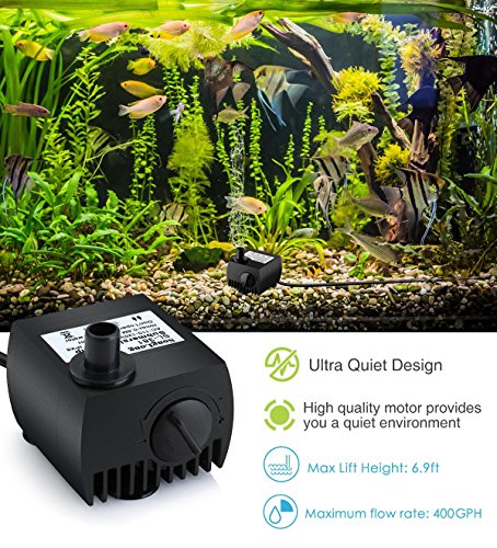 Maxesla Mini Wasserpumpe 300L/H Tauchpumpe Unterwasser Wasserspielpumpe für Teiche, Aquarium, Garten, Brunnen, Gartenteich Springbrunnen, Aquariumpumpe - 3