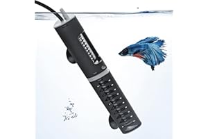 PYPABL Adjustable Aquarium Heater with Protective Cover, 25W 60W 100W 120W Submersible Heater Thermostat for 5L-115Litres Fish and Turtle Tank (120W for 50-115L)
