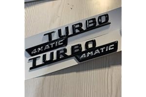DDDXF Adesivo per Car Styling Emblema della Lettera Turbo 4Matic Amg Badge Fender Supercharge Logo per Mercedes Benz Amg 2014-2016, Nero