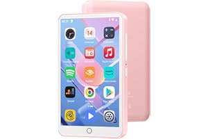 Reproductor MP3 con Bluetooth y WiFi, Oilsky 80GB 4'' 1080P Pantalla táctil de MP4, Android 9.0, Reproductor Portátil de Música MP3 con Spotify, Audible (Rosa)