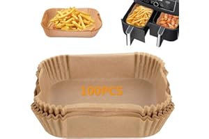 Generic 100pcs Air Fryer Liners for Ninja Dual, Air Fryer AF300UK AF400UK Accessories, Disposable Parchment Paper Liner, Compatible with Ninja, Salter, Tower and Other Dual Zone Air Fryer