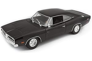 Maisto Dodge Charger R/T (1969): modellino auto in scala 1:18, porte, cofano e bagagliaio mobili, orientabile, 24 cm, nero (531387B)