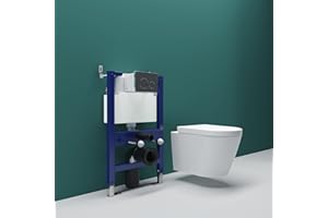 SKY Bathroom Low Height Rimless Wall Hung Toilet with 0.82m Concealed Cistern Frame Set