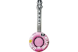 W WIDMANN MILANO Party Fashion - Banjo gonfiabile, 100 cm, chitarra, musicista, cantante, flower power, accessorio hippie