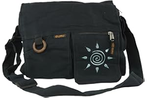 GURU SHOP Torba na ramię, torba hipisowska słońce - czerwona, męska/damska, bawełna, 30 x 38 x 7 cm, alternatywna torba na ramię, torebka z materiału