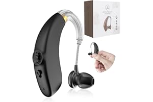 NORTECH INNOVATION® Amplificador Auditivo Recargable de Larga Duración, Amplificador de Sonido Recargable Inalámbrico, Amplificador Auditivo Universal, Mini Aparato Auditivo para Oír Mejor (Negro)
