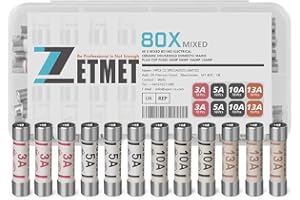 ZETMET 80 x Mixed BS1362 Electrical Ceramic Household Domestic Mains Plug Top Fuses 3Amp 5Amp 10Amp 13Amp