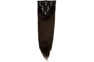 S-noilite - Extension a Clip Cheveux Naturel Clip in Hair Extensions Tête Pleine 8 Bandes 18 Clips 66cm Tout Droit - Marron foncé