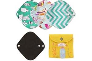 ZCOINS Lot de 4 protège-slips réutilisables pour femme serviette hygiénique lavable Petit format 18 cm