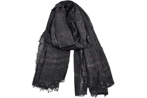 YONKOUNY Écharpe Douce Chaude Homme Coton Lin Confortable Foulards Chèche à Rayures Écharpe Longue Chale Stole pour Automne et Hiver