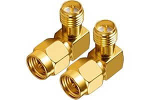 Vecys WiFi Antenne Adaptateur SMA Mâle à RP-SMA Femelle (avec épingle) Adaptateur Droite Angle 90 Degrés RF Coaxial Amadouer pour 2G 3G 4G 2 Pièces