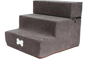 Smileshiney Scale Per Cani | 30 * 35 * 30 Cm Scala Per Animali Domestici | Scala Rimovibile A 3 Strati, Scala Rimovibile Adatta Per Cani Di Piccola Taglia E Alcuni Cani Anziani, Dark gray