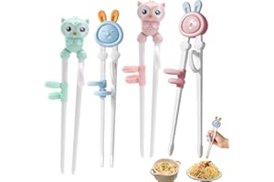 BEKKLPOU 4 Paia Bacchette da Addestramento, Bacchette Cinesi Bacchette Per Principianti Per Bacchette Per Animali Bacchette Ausiliarie Bacchette Sushi (simpatico coniglietto)