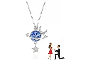 JUZICHEN Collar Cósmico Estrella y Luna, Especial En El Universo, Para Hija y Nieta, S925 Plata, Viene Con Un Caja De Regalo Con Lazo