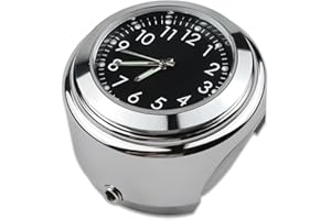 DYOUen Motorrad Lenkeruhr Quarz Motorradlenker Uhr Universal Zeitplan Fahrrad Chrom Wasserdicht Staubdicht Zifferblatt Glow Watch Lenkerthermometer (schwarz)