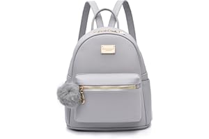 I IHAYNER Girls Fashion Backpack Purse Leather Mini Backpack Purse for Women Satchel School Bags with Pompom Travel Daypacks