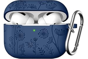 Easuny Gravierte Hülle Kompatibel mit AirPods Pro 2 Hülle 2022, Silikon Stoßfeste Schutzhülle Kompatibel für Apple AirPods Pro 2nd/1st Generation Case, mit Karabiner [Front-LED Sichtbar], Navyblau